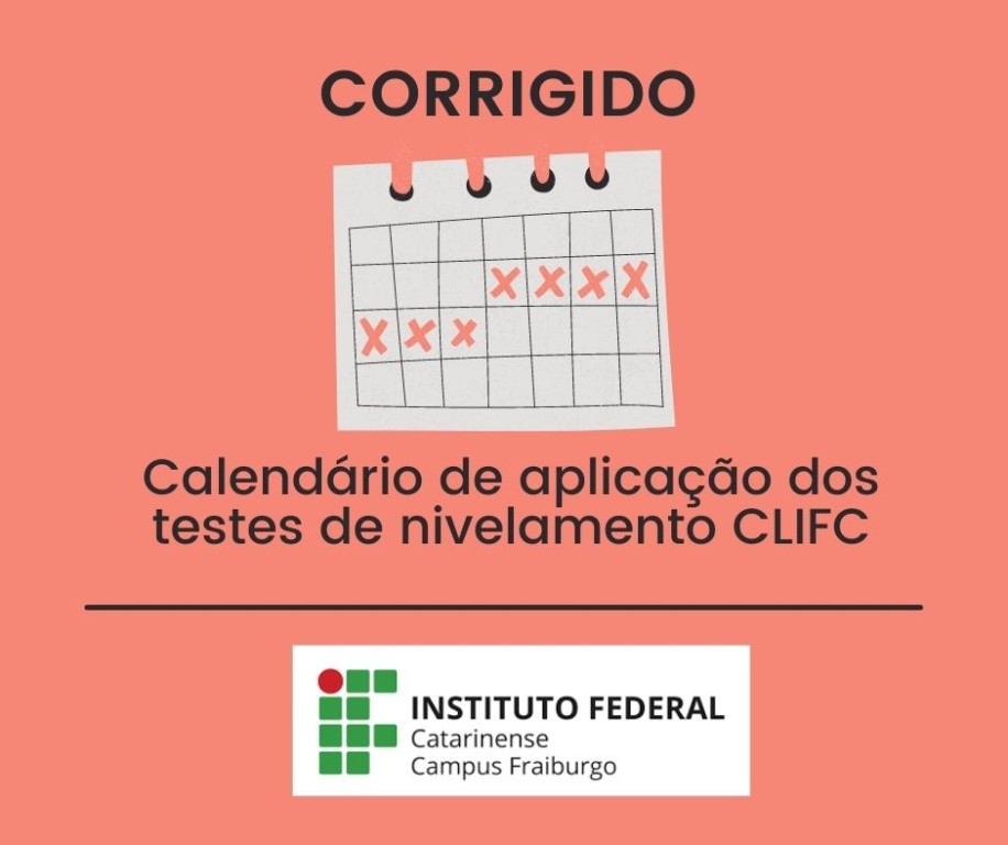 Calendário dos testes de nivelamento CLIFC corrigido